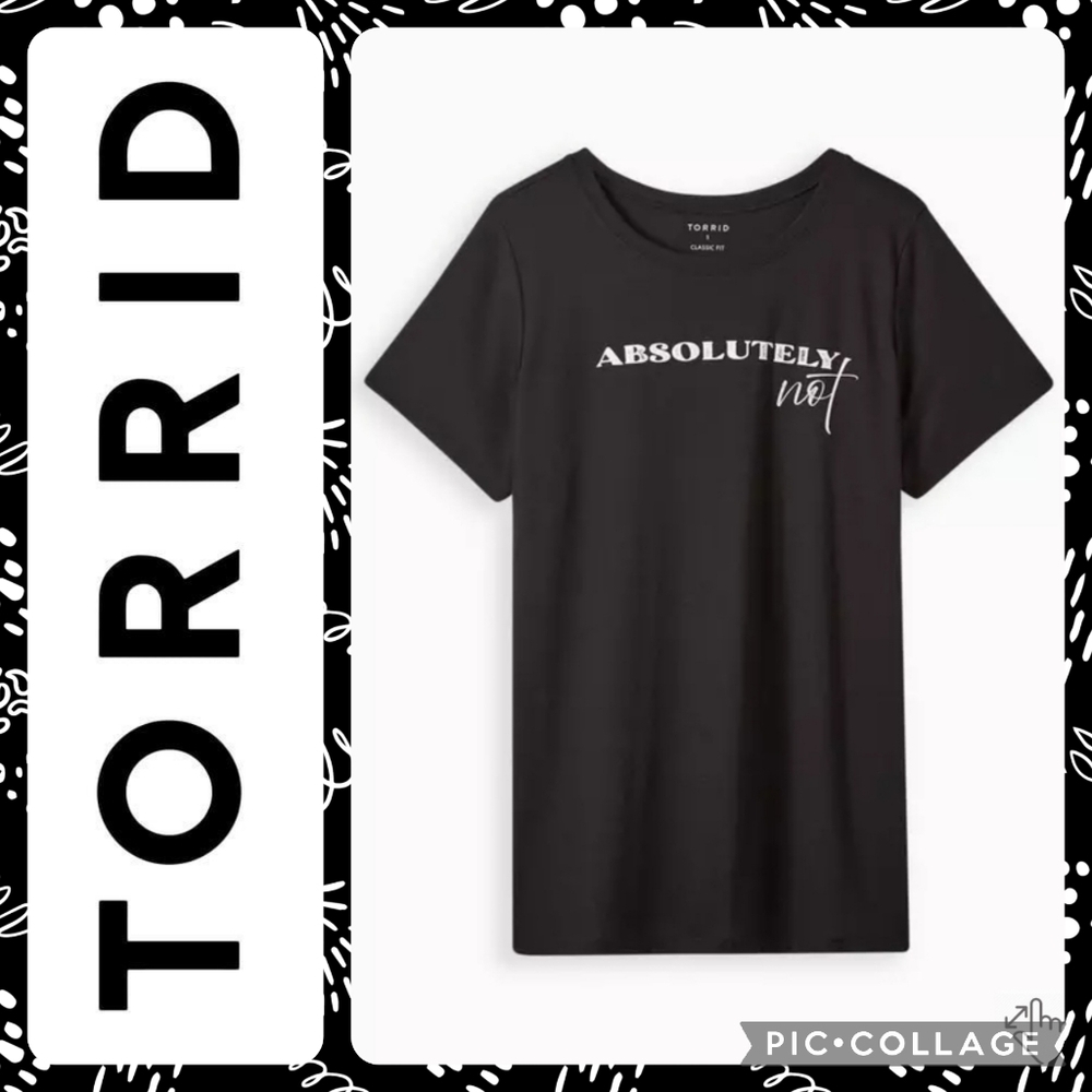 Torrid 1X Everyday Signature Jersey "Absolutely Not" Graphic Black Tee